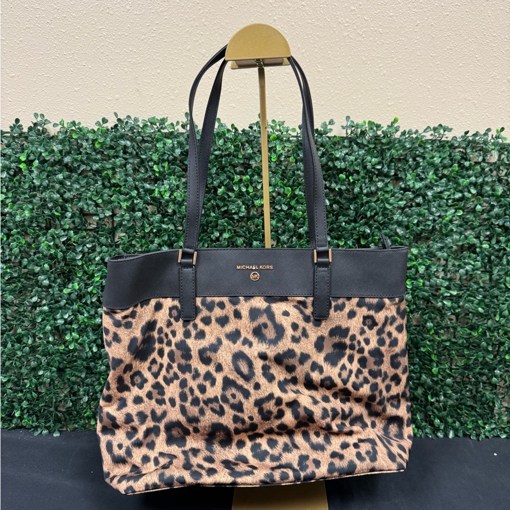 Michael Michael Kors Morgan Leopard Print Canvas Tote Bag